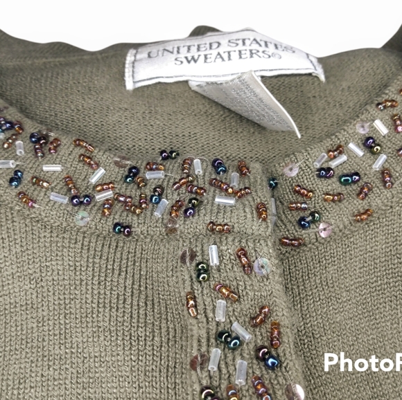 United States Sweater | Olive Green Embellished Cardigan | Small - Picture 2 of 7
